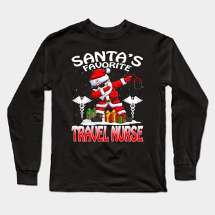 Santas Favorite Travel Nurse Christmas T Shirt Long Sleeve T-Shirt